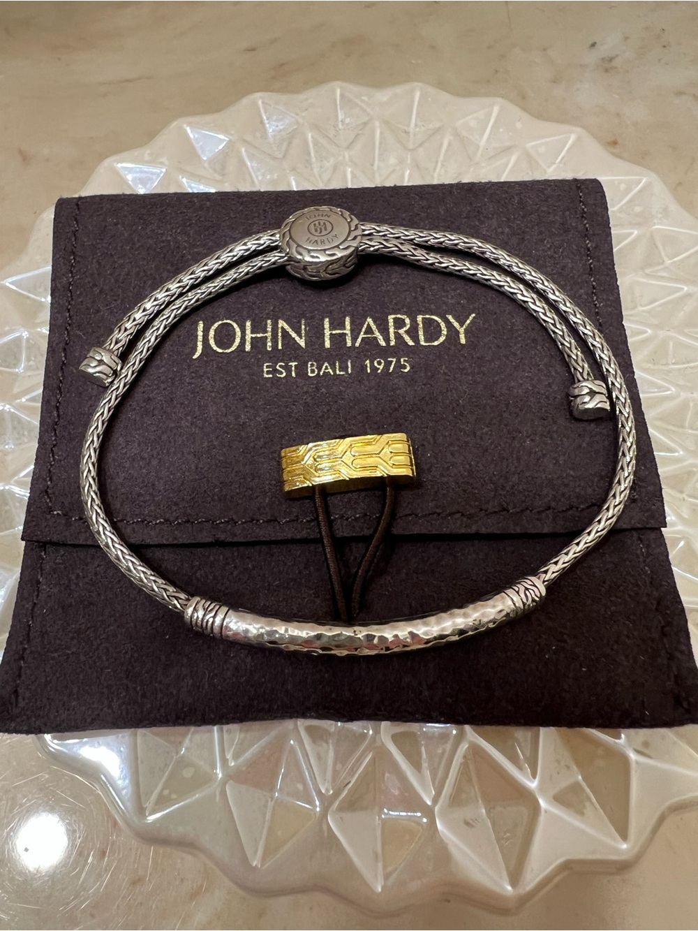 John Hardy Hammered Silver Mini Chain Pull Through Bracelet